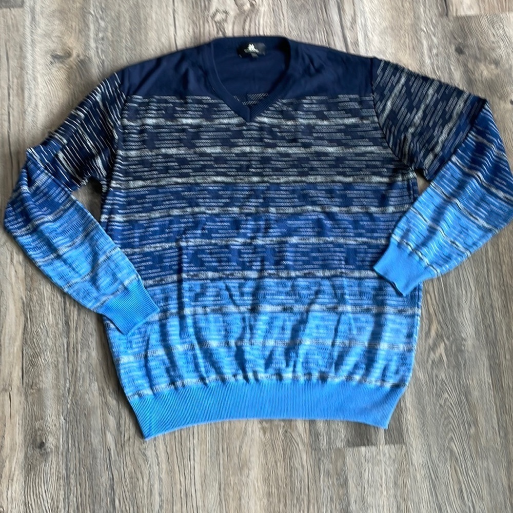 Montechiaro Mens Blue V Neck Sweater, size XXL